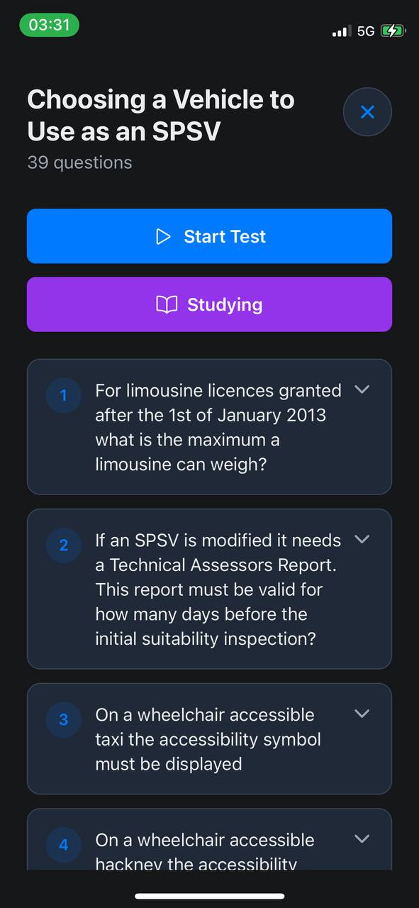 SPSV App Preview - Vehicle Selection Module